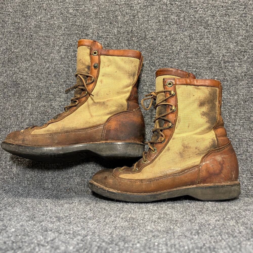 Vintage Danner Tan Leather Canvas Cordura Hiking Boots USA Made Women Size 6